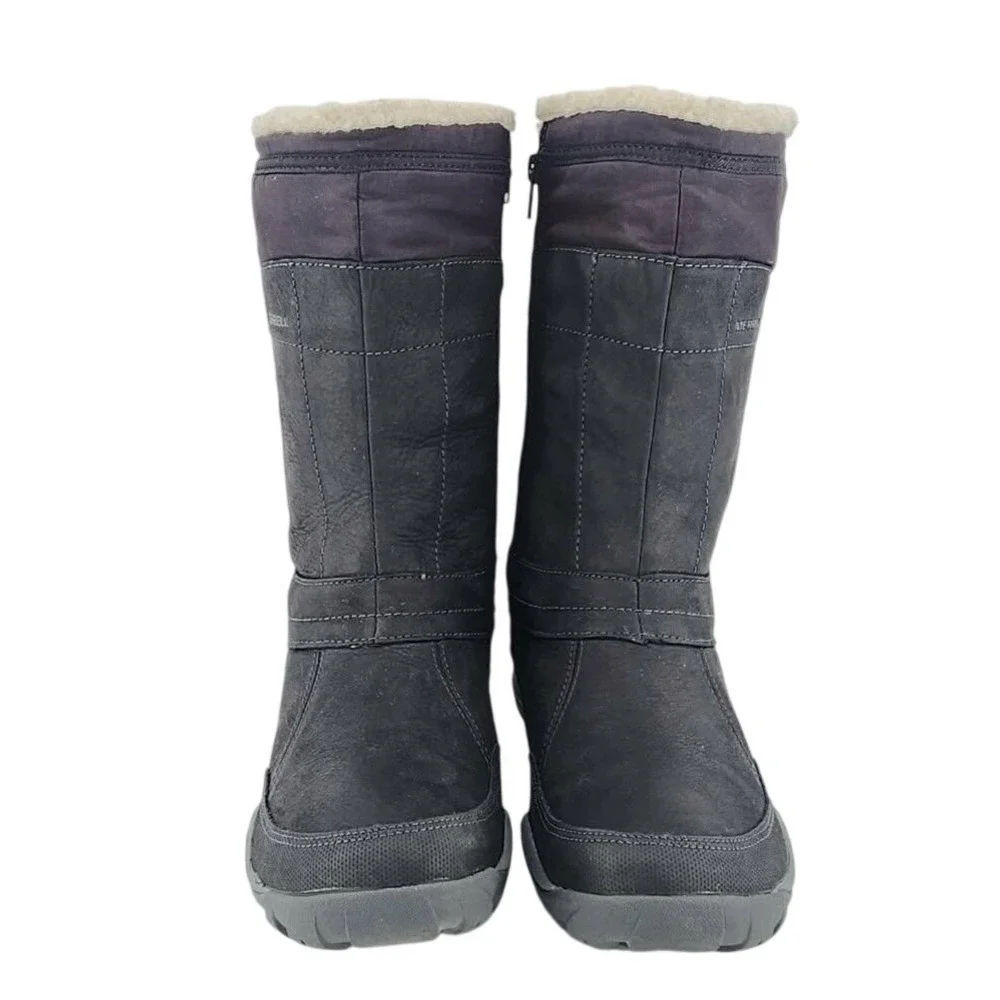 Merrell Womens J02164 Black‎ Leather Waterproof Insulated Winter Boots Size 9.5